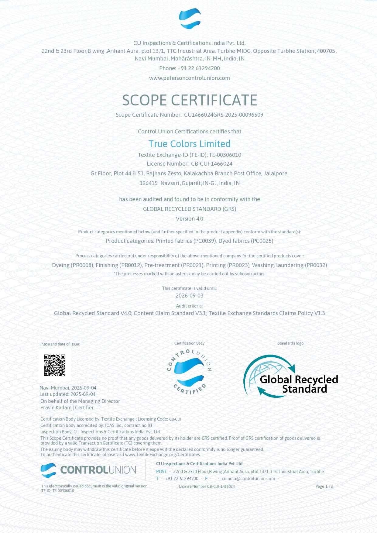Certification